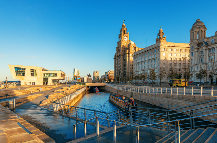 Liverpool Historical Architecture With Cityscape in City Center in England