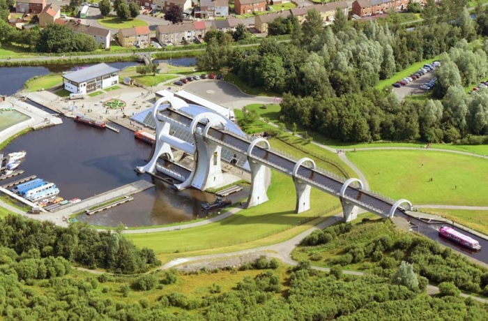 Falkirk Wheel from above Black Prince Holidays