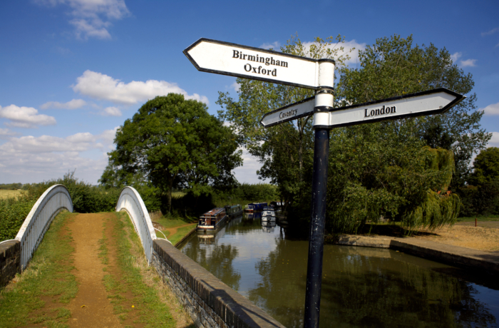 Canal Signpost at a Junction on the Oxford Canal